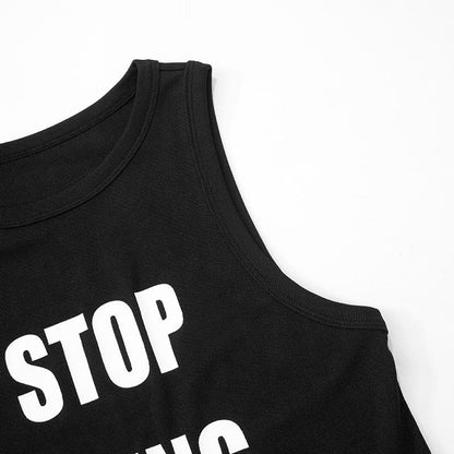 Crewneck contrast letter print tank top
