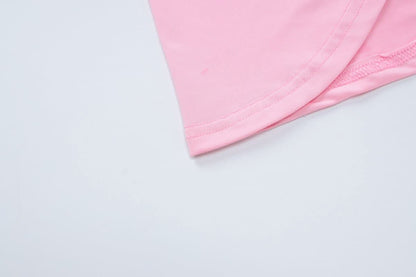 Flower applique ruffle high slit ruched tube skirt set-final-sale