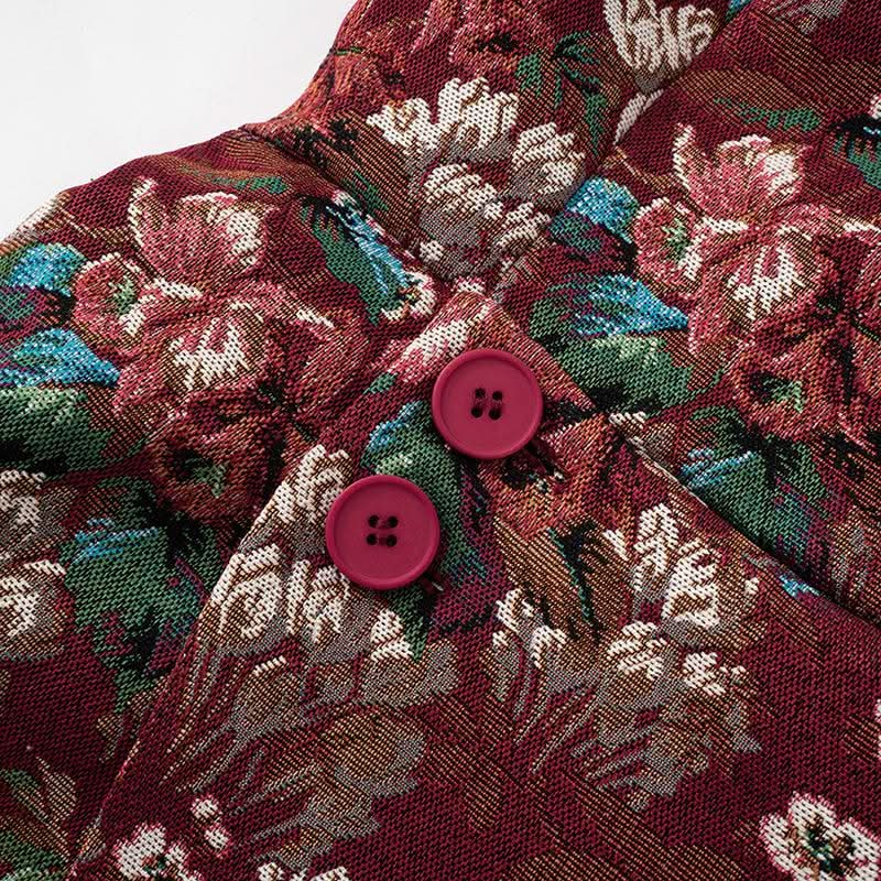 Flower print zip-up button tube mini dress