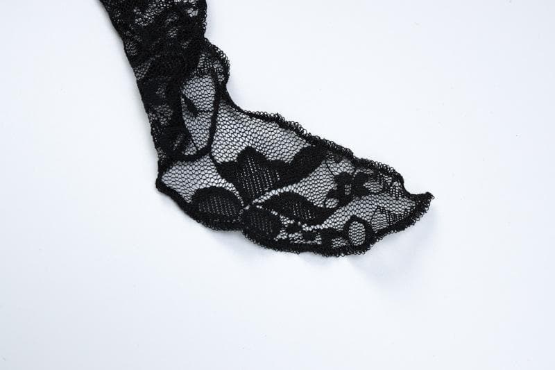 Slit ruffle lace see through solid tube maxi dress