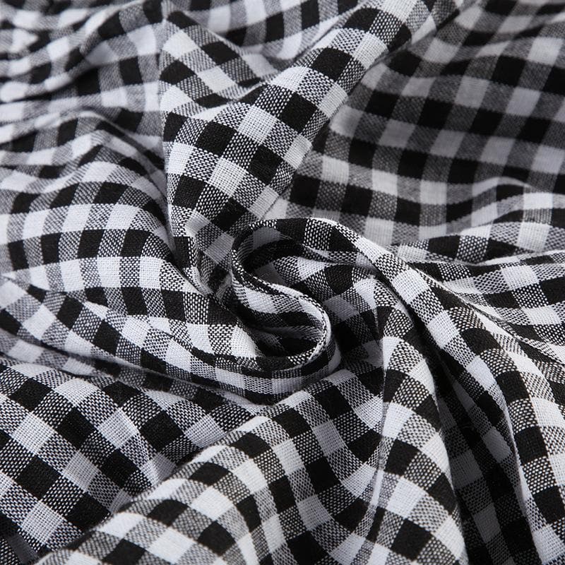 Plaid print bowknot short pant