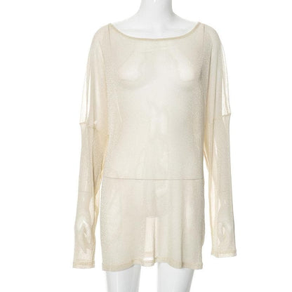 Long sleeve solid see through top