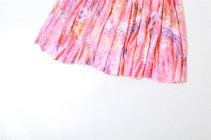 Lace up flower print contrast backless tube maxi dress