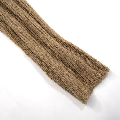 Long sleeve high neck zip-up ribbed knitted top