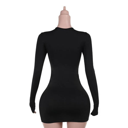 Long sleeve lace up mini dress