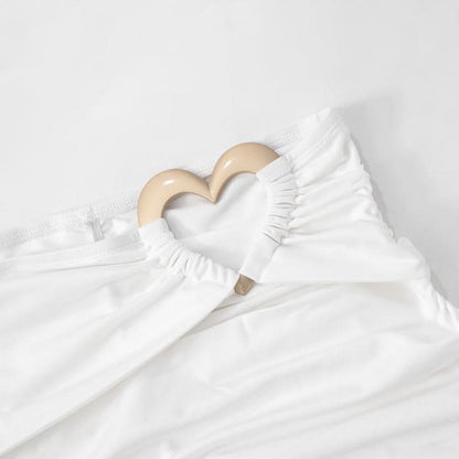 Halter hollow out sweetheart ring mini skirt set