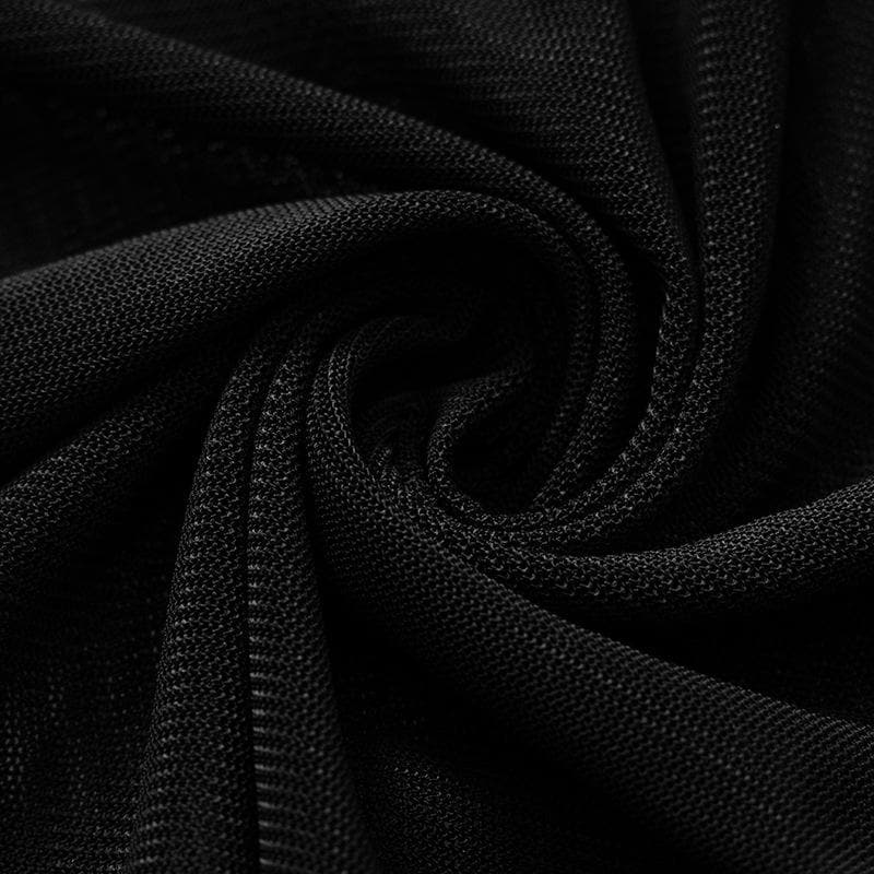 Long sleeve turnover collar mesh see through maxi dress