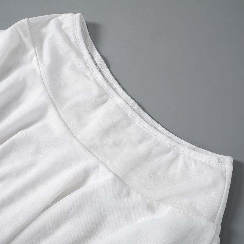 Ruched lace ruffle solid high rise pant