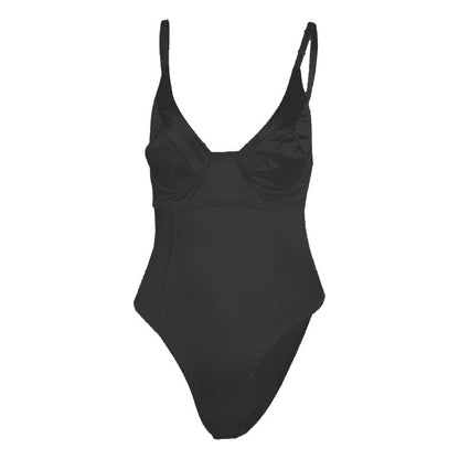 Deep v neck satin solid cami bodysuit