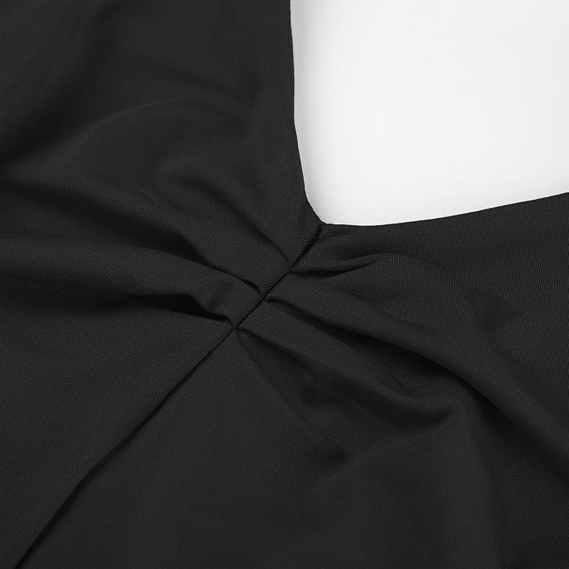 Halter knotted irregular v neck backless top