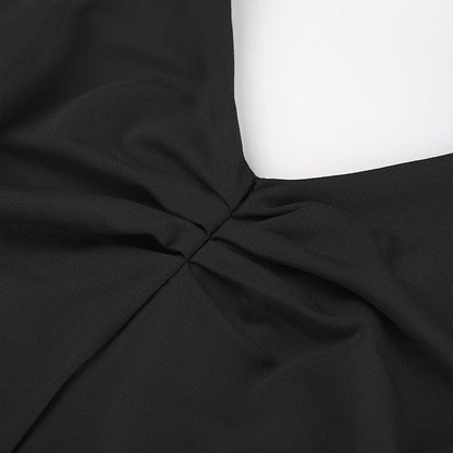 Halter knotted irregular v neck backless top