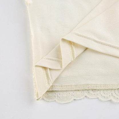V neck sleeveless lace hem top