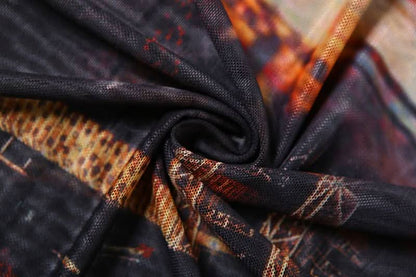 Abstract mesh high slit cami maxi dress