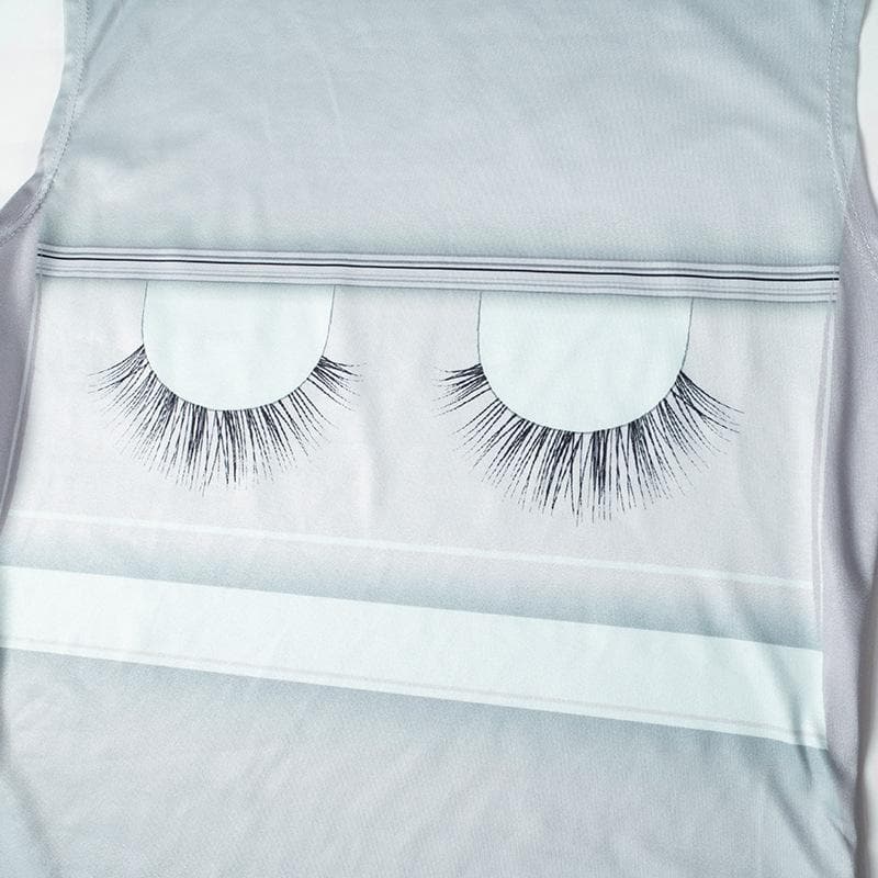 Eyelash print crewneck sleeveless top