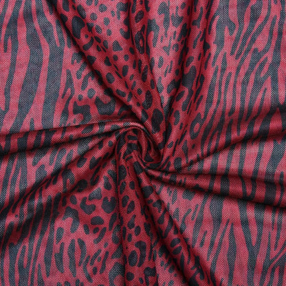 Long flared sleeve tiger print sheer mesh backless maxi dress