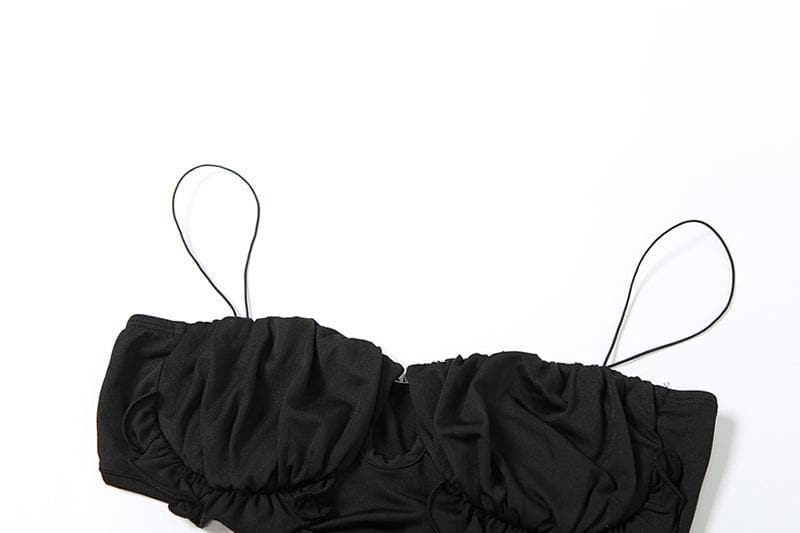 Ruffle self tie ruched cami bodysuit