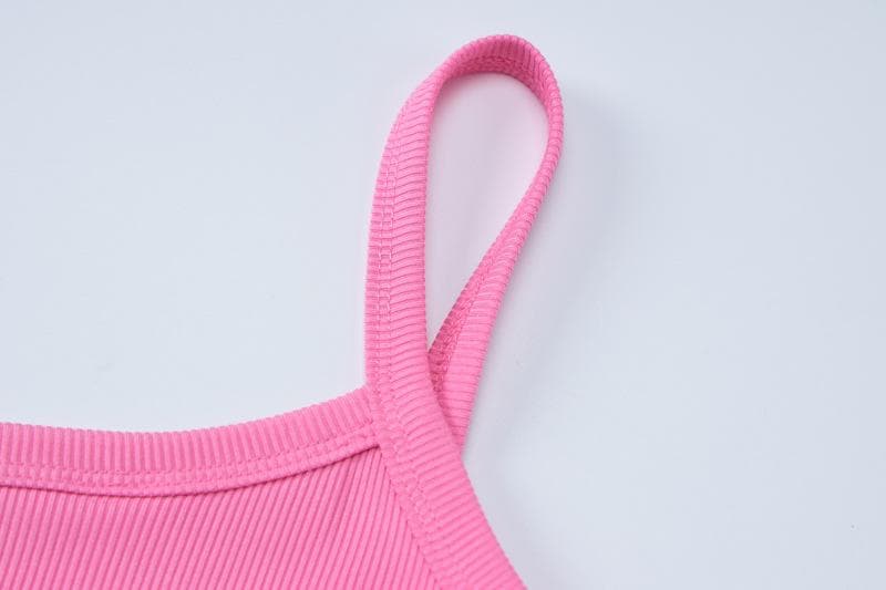 U neck ribbed solid cami maxi dress