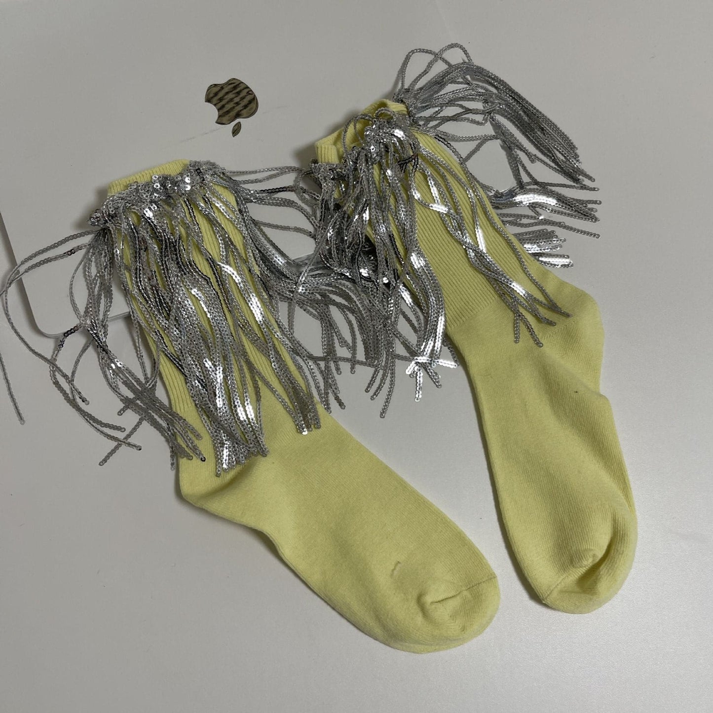 Tassels glitter contrast socks