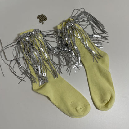 Tassels glitter contrast socks
