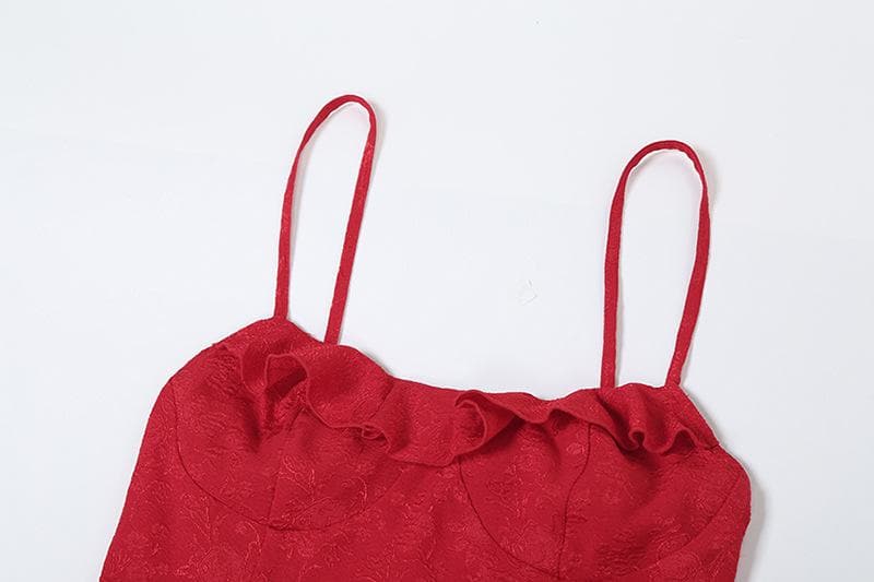 Ruffle backless cami solid maxi dress