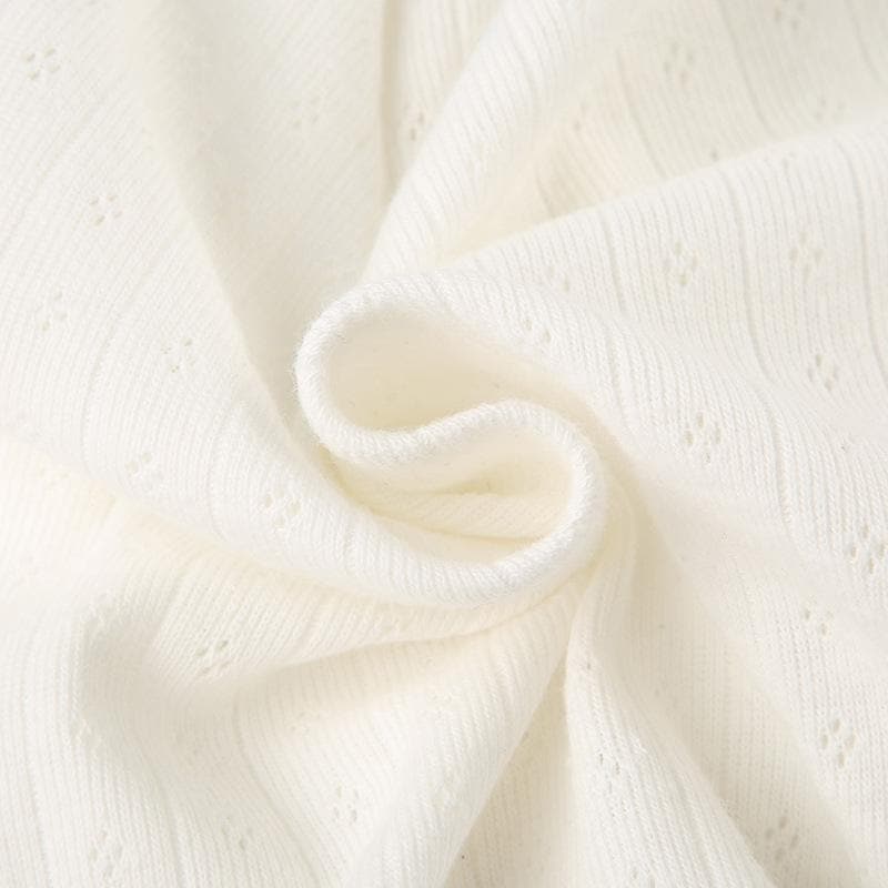 Bowknot textured long sleeve lace hem contrast crop top