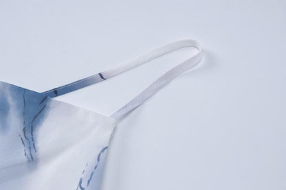 Tie dye print high slit cross back cami maxi dress