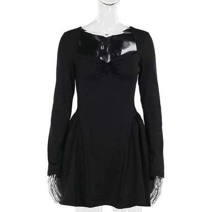 Long sleeve sweetheart neck bowknot mini dress