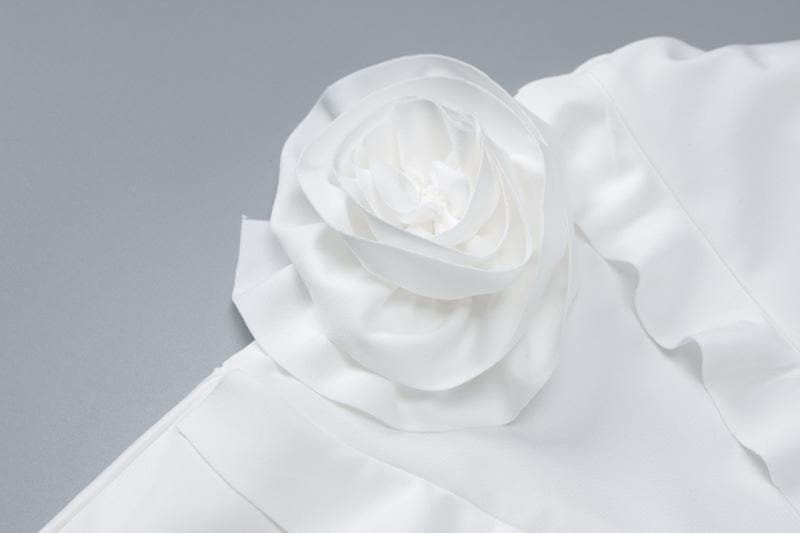 Ruffle flower applique tube mini dress