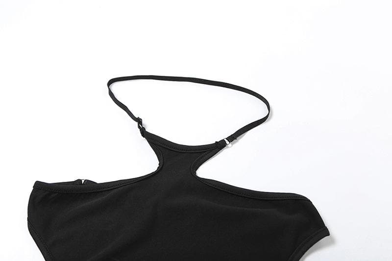 Halter hollow out solid backless pant set