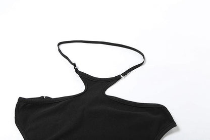 Halter hollow out solid backless pant set
