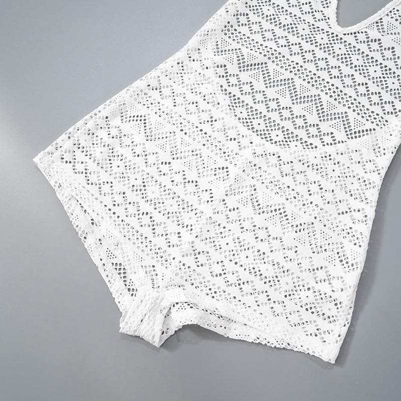 Halter lace hollow out see through backless romper