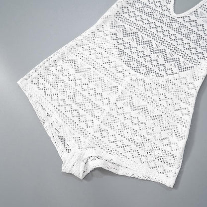 Halter lace hollow out see through backless romper