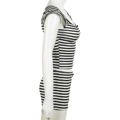 Striped print cap sleeve bowknot pant set