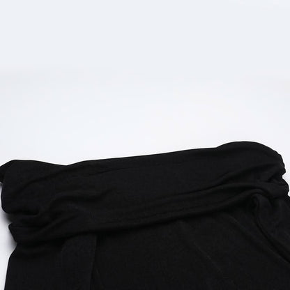 Off shoulder long sleeve high slit o ring maxi dress