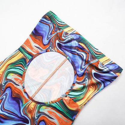 Ripple abstract hollow out tube romper