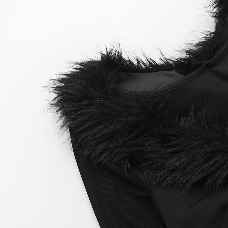 V neck long sleeve fluffy button top