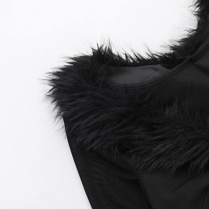 V neck long sleeve fluffy button top