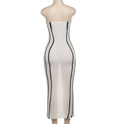 Knitted cross front tube maxi dress-final-sale