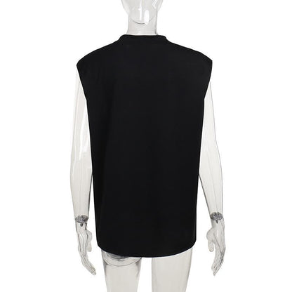 Sleeveless crewneck print top