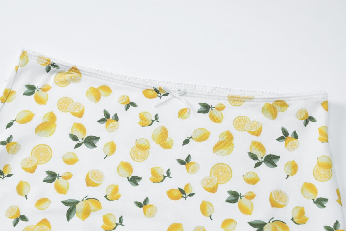 Lemon print smocked cami midi skirt set