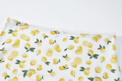 Lemon print smocked cami midi skirt set