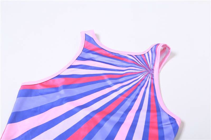 Striped contrast sleeveless backless crewneck maxi dress-final-sale