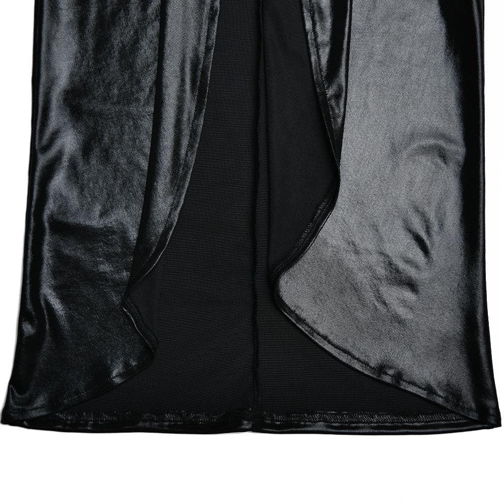 Ruched Metallic Long Sleeve V Neck Knotted Front Maxi Dress