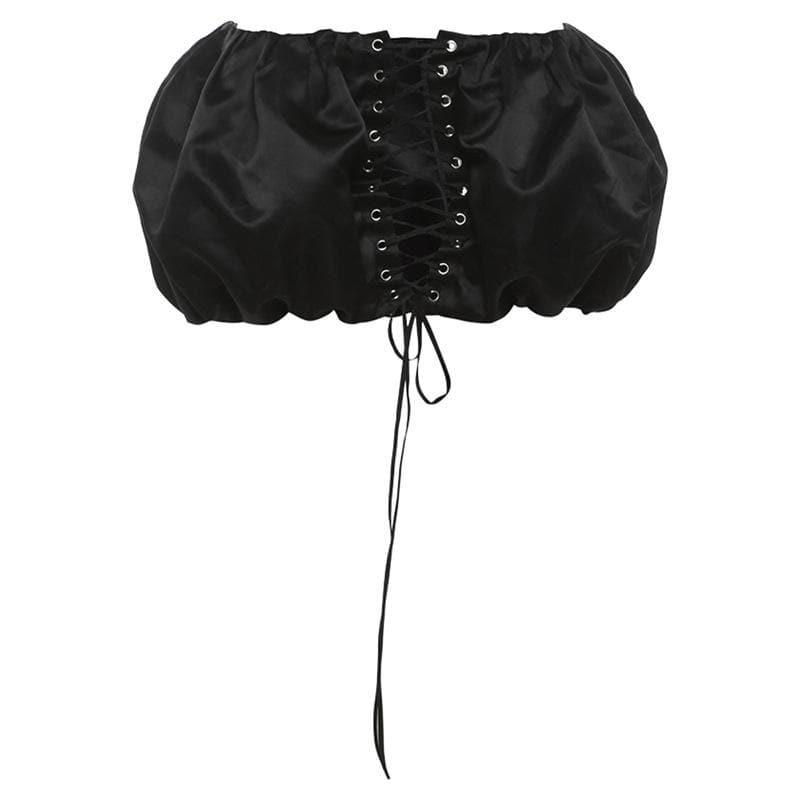 Lace up solid ruched ribbon mini skirt