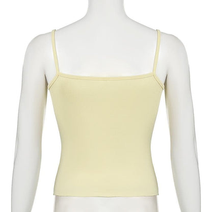 Flower applique lace hem ruffle cami top