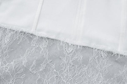 Lace patchwork stitch solid cami maxi dress