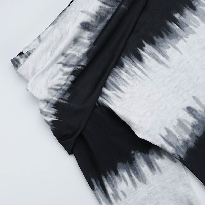 Irregular long sleeve one shoulder striped maxi dress