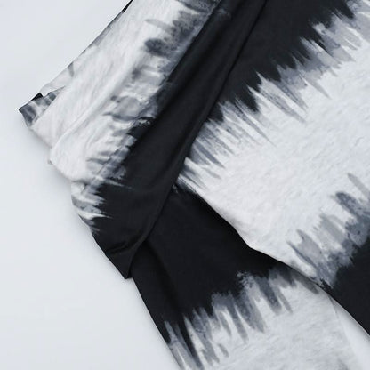 Irregular long sleeve one shoulder striped maxi dress