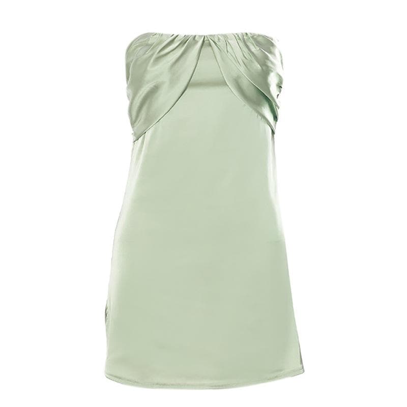 Strapless Tube Ruched Bust Bandeau Bodycon Mini Dress