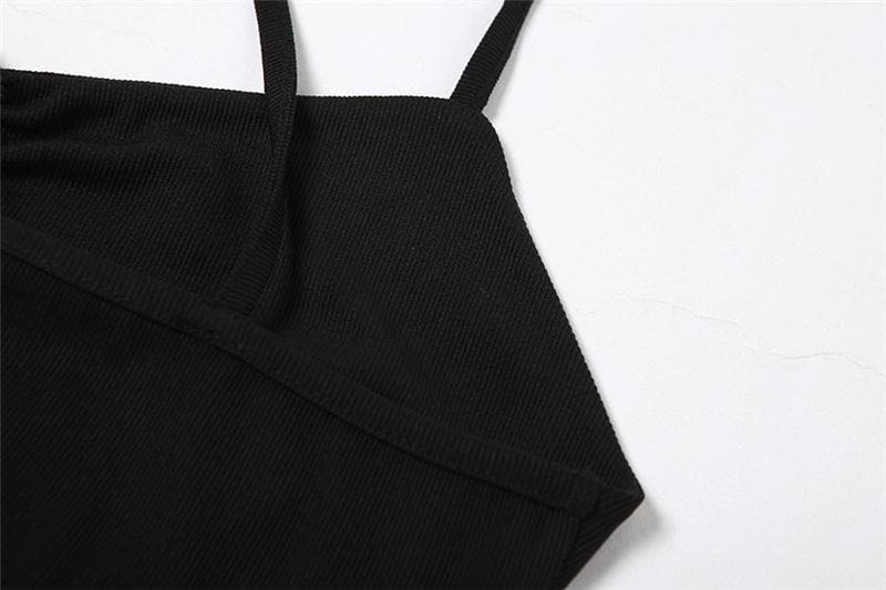 Hollow Out V Neck Side Cutout Ruched Spaghetti Strap Mini Dress